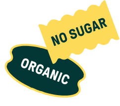 Organic and no sugar badge
